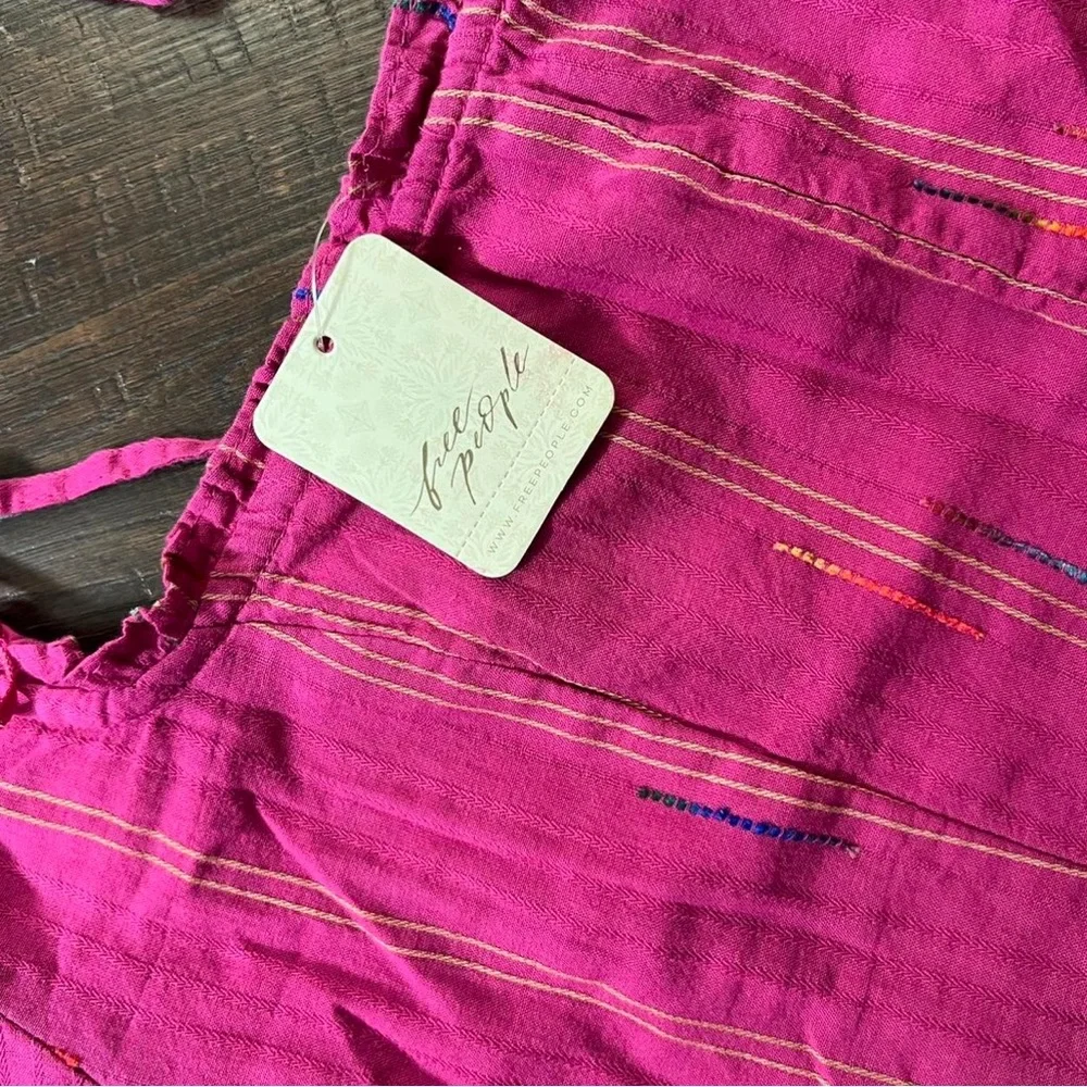 Free People “Serotonin” Fuchsia Puff Sleeve Blouse
